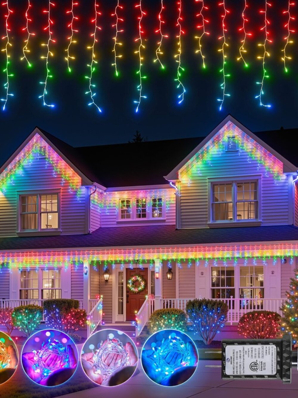 Colorful Twinkling Icicle Lights for Outside - 33 ft 420LED